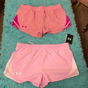 2 pack - One BNWT and one in excellent condition Girls Under Armour YXL shorts